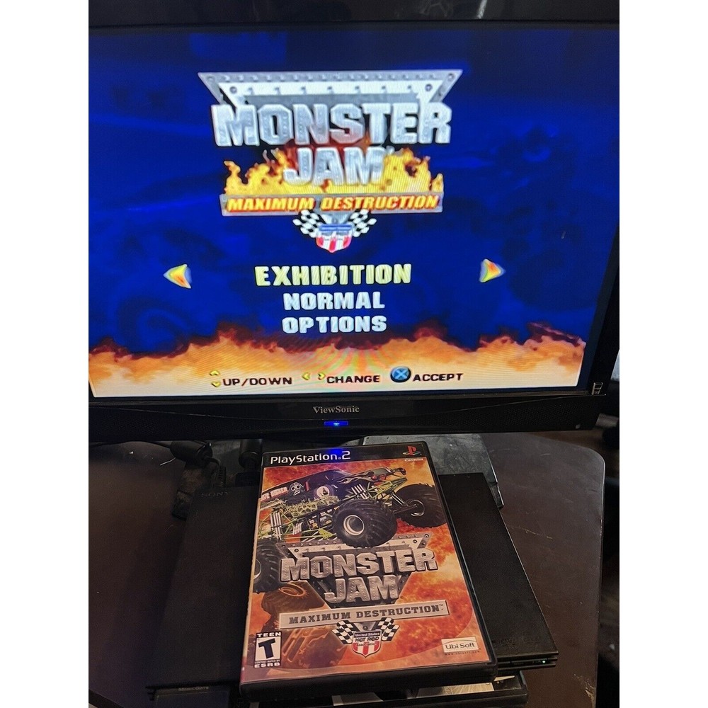 Monster Jam: Maximum Destruction (Sony PlayStation 2, 2002) With Manual Tested